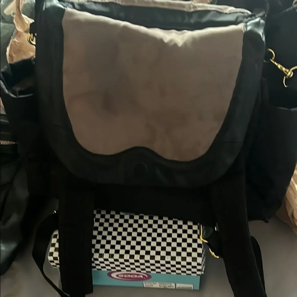 Skip Hop Professional Black Backpack (Diaper bag) with Gold Accents | EUC